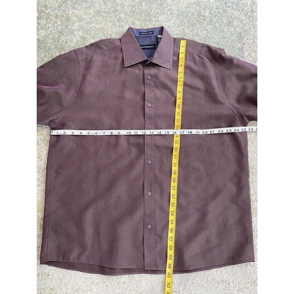 Jhane Barnes Woven in Japan Brown & Purple Shimmer Button Down Shirt Mens XL - Picture 5 of 7